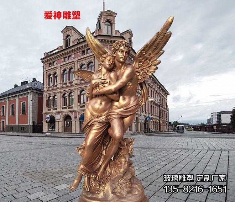 廣場戶外玻璃鋼仿銅情侶愛神雕塑 廣場戶外玻璃鋼仿銅情侶愛神雕塑