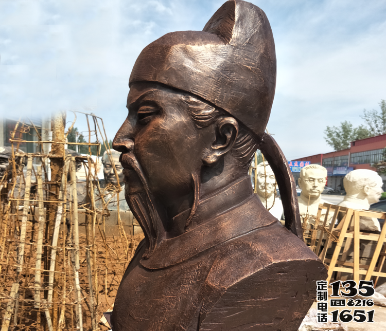 學校古代歷史名人胸像玻璃鋼仿銅李白雕塑 學校古代歷史名人胸像玻璃鋼仿銅李白雕塑