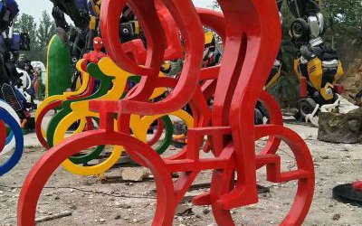 騎車人物玻璃鋼體育運動雕像公園噴漆景觀擺件