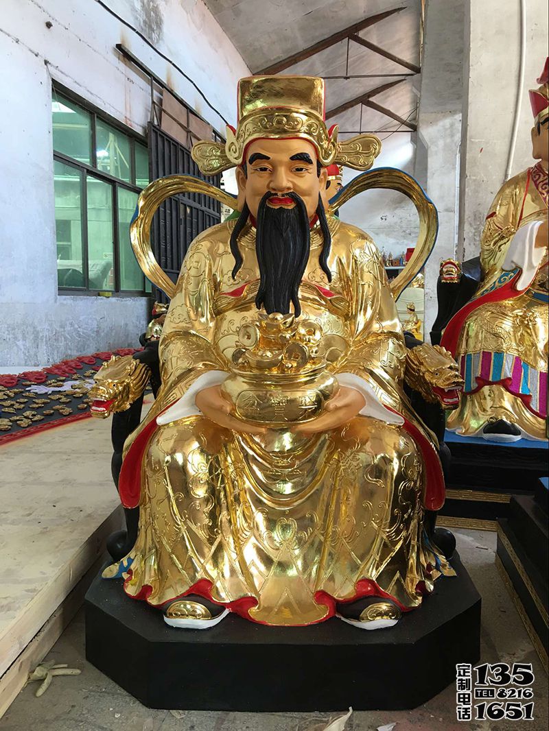 玻璃鋼漆金財神坐像企業(yè)招財財神雕塑 玻璃鋼漆金財神坐像企業(yè)招財財神雕塑