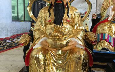 玻璃鋼漆金財神坐像企業(yè)招財財神雕塑