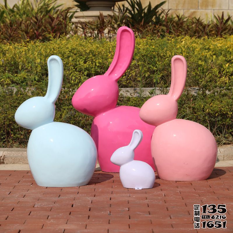 公園彩繪抽象玻璃鋼兔子雕塑 公園彩繪抽象玻璃鋼兔子雕塑