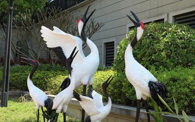 玻璃鋼仿真動(dòng)物園林景觀仙鶴雕塑