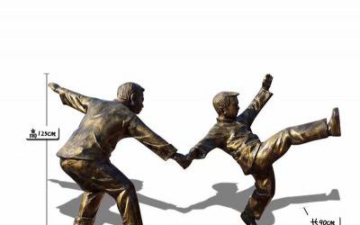 花園廣場兒童嬉戲摔跤玻璃鋼仿銅雕塑