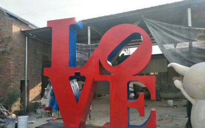 公園廣場玻璃鋼紅色love愛情雕塑