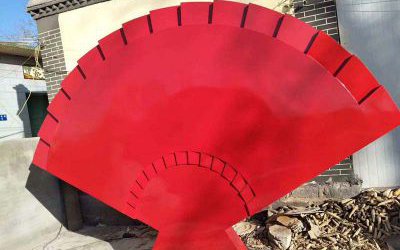 公園廣場玻璃鋼紅色折扇雕塑