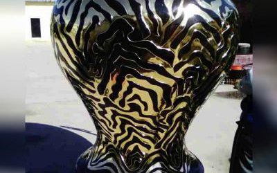 酒店裝飾漆金玻璃鋼花瓶雕塑