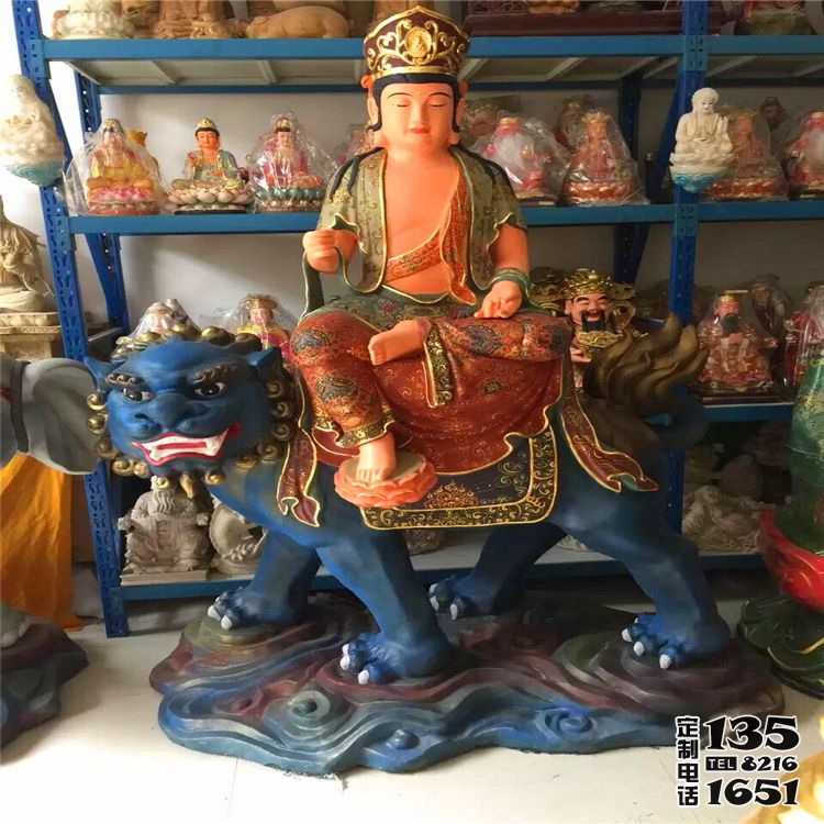 佛教寺院供奉玻璃鋼彩繪佛像文殊普賢雕塑 佛教寺院供奉玻璃鋼彩繪佛像文殊普賢雕塑