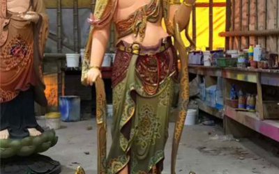 寺廟景區玻璃鋼彩繪三圣雕塑