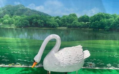 景區拍照玻璃鋼仿真動物天鵝雕塑