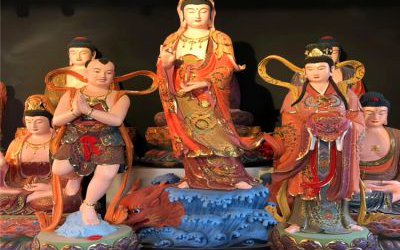 景區寺廟玻璃鋼彩繪觀音雕塑