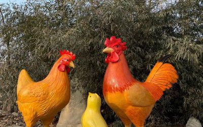農場玻璃鋼仿真動物雞雕塑