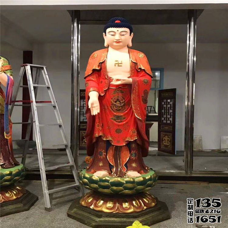 景區寺廟玻璃鋼彩繪供奉佛像三圣佛雕塑 景區寺廟玻璃鋼彩繪供奉佛像三圣佛雕塑