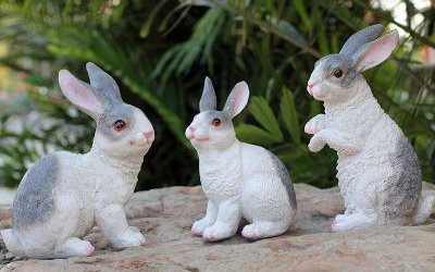 游樂場裝飾三只玻璃鋼仿真兔子雕塑