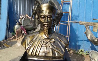 企業(yè)小區(qū)清朝名人林則徐胸像玻璃鋼仿銅雕塑