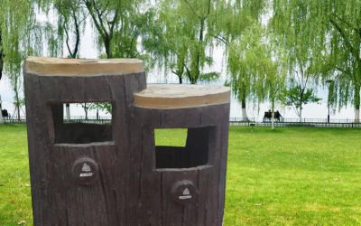 玻璃鋼創(chuàng)意樹木戶外園林垃圾桶雕塑