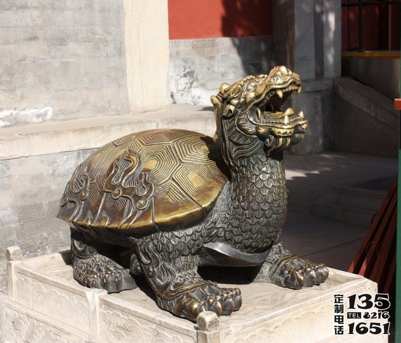 寺廟庭院玻璃鋼仿銅龍龜雕塑 寺廟庭院玻璃鋼仿銅龍龜雕塑