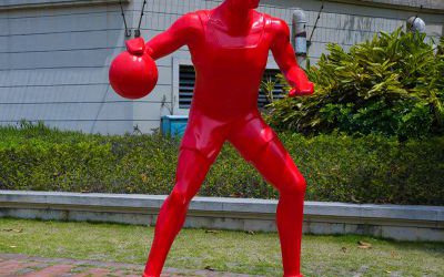 城市街邊擺放玻璃鋼彩繪打籃球戶外運動景觀擺件雕塑