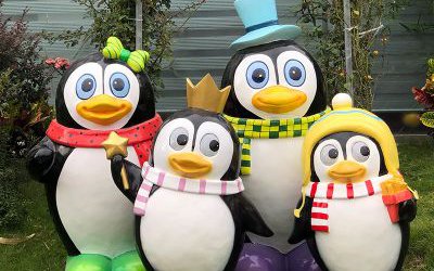 公園玻璃鋼彩繪童趣可愛企鵝雕塑