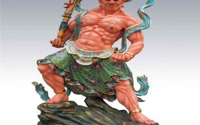 寺廟大型景觀玻璃鋼彩繪哼哈二將雕塑