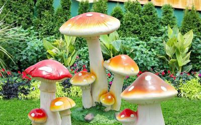 植物公園景區(qū)玻璃鋼仿真童趣卡通蘑菇雕塑戶外園林擺件