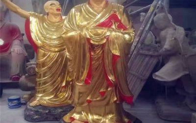 玻璃鋼漆金戶外寺廟大型景觀十八羅漢雕塑