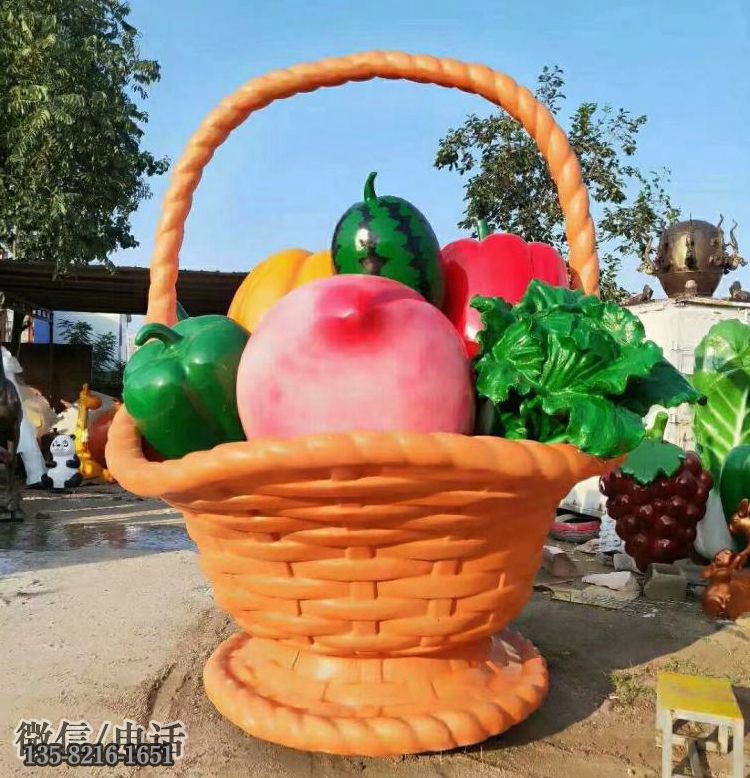 玻璃鋼籃子仿真蔬菜籃子雕塑 玻璃鋼籃子仿真蔬菜籃子雕塑